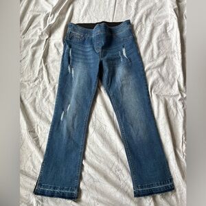 Coco + Carmen Rhinestone Distressed Cropped Flare Jeans